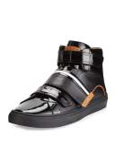Herick Leather High-Top Sneaker, Black
