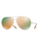 Sayer Mirrored Aviator Sunglasses, Rose Gold