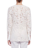 Long-Sleeve Lace Blouse, Ivory