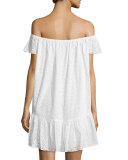 Pippa Off-The-Shoulder Eyelet Dress, White