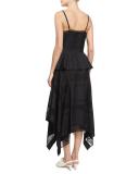 V-Neck Lace-Inset Peplum Dress, Navy