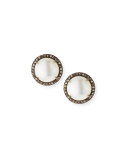 Pavé Diamond & Pearl Button Earrings