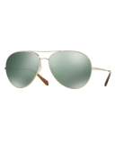 Sayer Mirrored Aviator Sunglasses, Green
