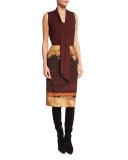 Graphic-Print Pencil Skirt, Cabernet Multi