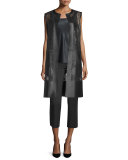 Faye Laser-Cut Leather Long Vest