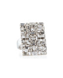 Fireworks Diamond Baguette Cluster Ring in 18k White Gold, Size 6.5