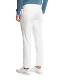 Flat-Front Cotton Pants, White