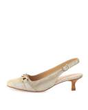 Selina Chain-Link Slingback Pump, Light Camel