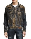 Compaction Dirty Denim Jacket with Patches, Indigo