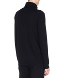 Long-Sleeve Fur-Embellished Monster Sweater, Black