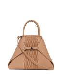 Ai Medium Braided Top-Handle Bag, Camel