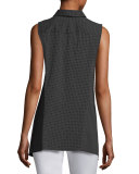 Hollyn Sleeveless Sporty Spots Stretch-Cotton Blouse