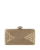 Diamond Crystal Box Clutch Bag, Champagne