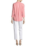 Analeigh 3/4-Sleeve Hampton Check Blouse