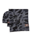 Men's Camouflage Wool-Blend Scarf & Beanie Hat Set