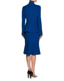 Ottoman Knit Flare-Hem Skirt, Electric Blue