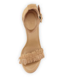 Pippi Suede Fringe Sandal, Buff