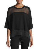 Oversized Boxy Pointelle Tee, Black