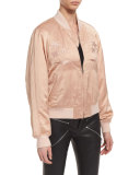 Souvenir Embroidered Bomber Jacket, Blush 