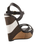 Whelan Crisscross Check Wedge Sandal, Black