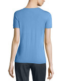 Short-Sleeve V-Neck Shell, Blue