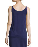 Stretch Silk Long Cami, Dark Night 