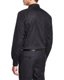 Palm-Print Jacquard Silk Evening Jacket, Black