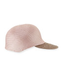 Straw Leather-Trim Baseball Cap