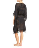 Regatta Fringe-Hem Striped Caftan Coverup