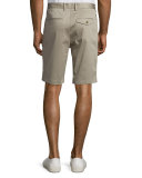 Urban Flat-Front Sateen Shorts, Khaki