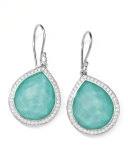 Stella Teardrop Earrings in Turquoise Doublet with Diamonds, 1"L