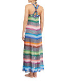 Zigzag-Print Maxi Coverup Dress, Multi Colors