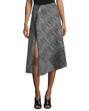 Prince of Wales Asymmetric Skirt, Black/Chalk