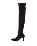 Alta Top Suede 70mm Over-the-Knee Red Sole Boot, Black