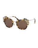 Monochromatic Embellished Square Sunglasses