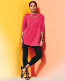 3/4-Sleeve Yoke-Cutout Tunic  