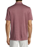 Horizontal-Herringbone Short-Sleeve Polo Shirt, Red