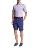 Linen-Blend Short-Sleeve Polo Shirt, Light Purple