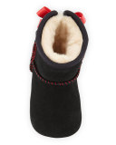 Jesse Suede Bow-Trim Bootie, Black, Infant