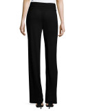 Wide-Leg Pants W/Banded Waist, Black 