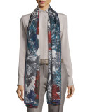 I Giardini Bizantini Soffio Cashmere & Silk Scarf, Gray/Red