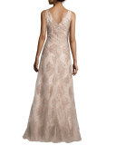 Sleeveless Polka Dot Lace Gown 