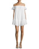 Pippa Off-The-Shoulder Eyelet Dress, White