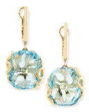 Sealeaf Collection 18k Yellow Gold & Blue Topaz Earrings 