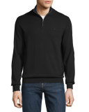 Classic Quarter-Zip Jersey Sweater, Black/Navy Blue