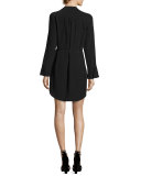 Arjun Bell-Sleeve Silk Dress, Black