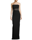 Strapless Ponte Column Gown, Black