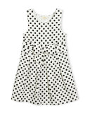 jillian sleeveless fit-and-flare polka-dot jersey dress, black/white, size 7-14