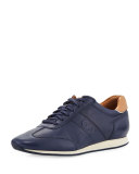 Trafton Grand.OS Vintage Leather Trainer, Marine Blue