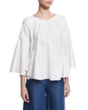 3/4-Sleeve A-Line Cotton Tunic, White